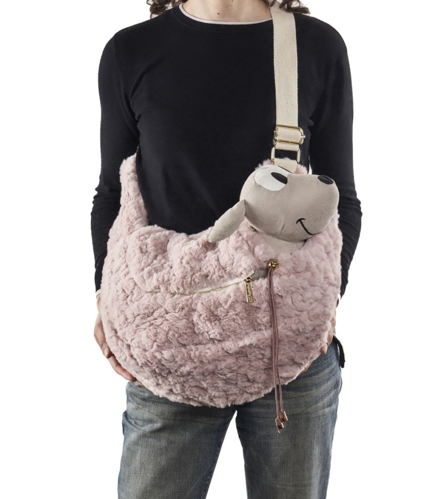 Bau Baru - Hondendraagtas Marsupio Linus Bear Pink