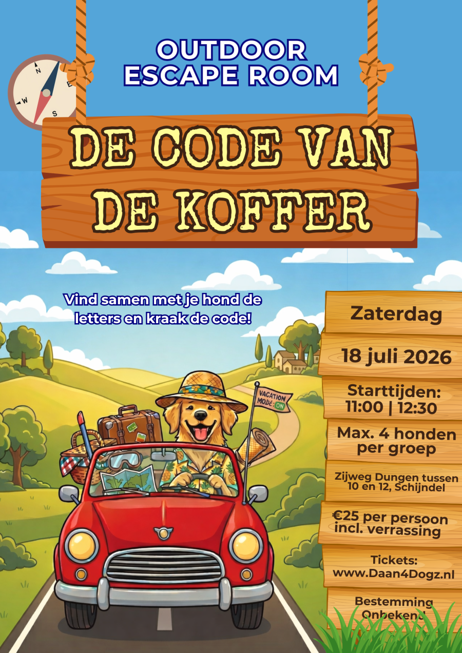 Outdoor Escape Room: De Code van de Koffer! 18 JULI = VOL